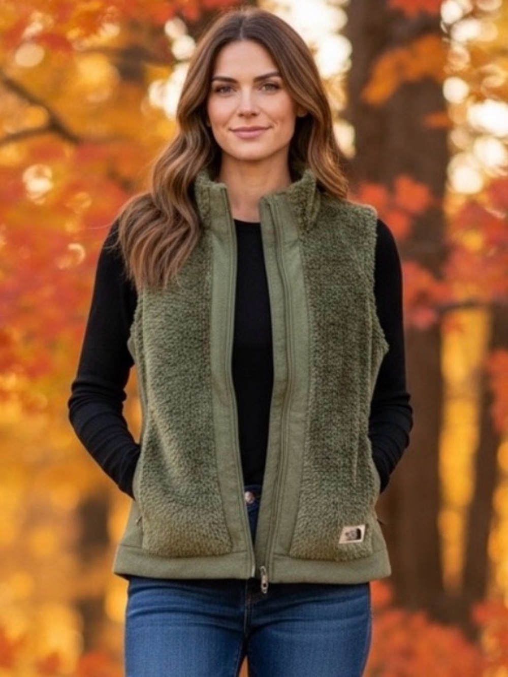 The The North Face Furry Fleece Vest Olive Green Women's size Small
